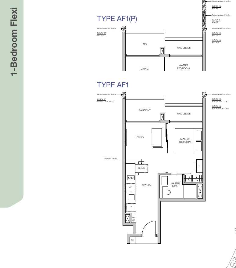 1-Bedroom Flexi · Type AF1 · 517 sqft