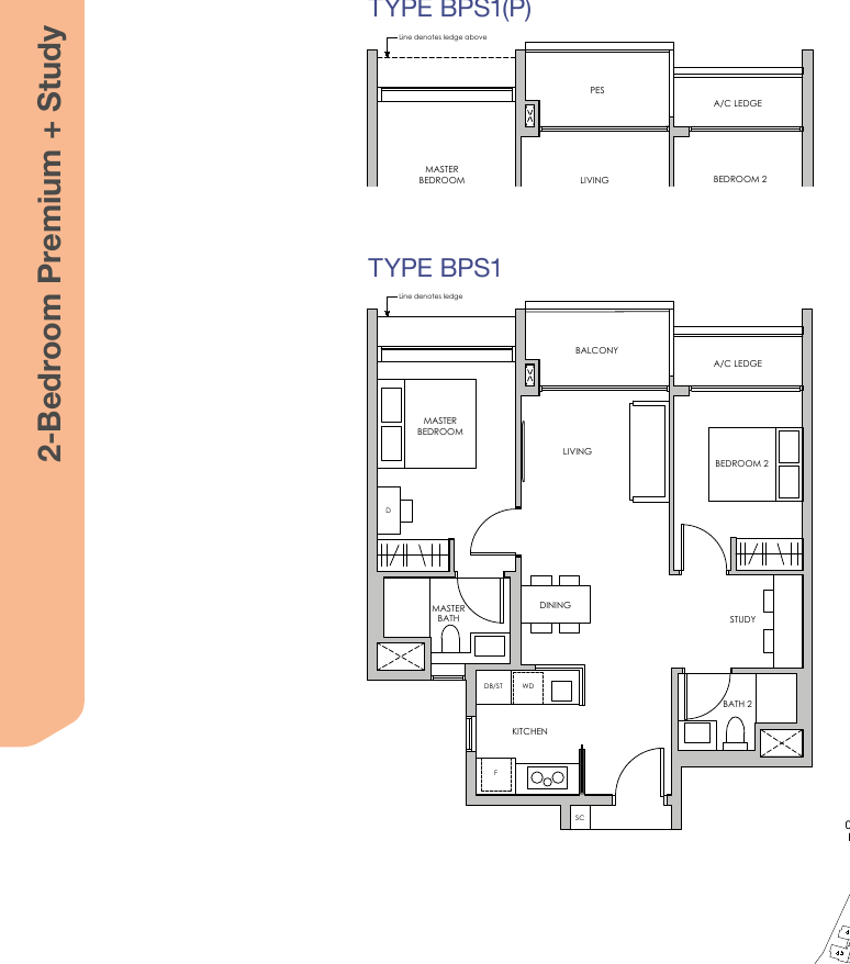2-Bedroom Premium + Study · Type BPS1 · 829 sqft